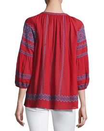 2018 Fashion Clothing Women Embroidery Red Blouse