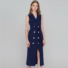 Le ballon de rayure gaine robe de blazer de décolleté en V la mini