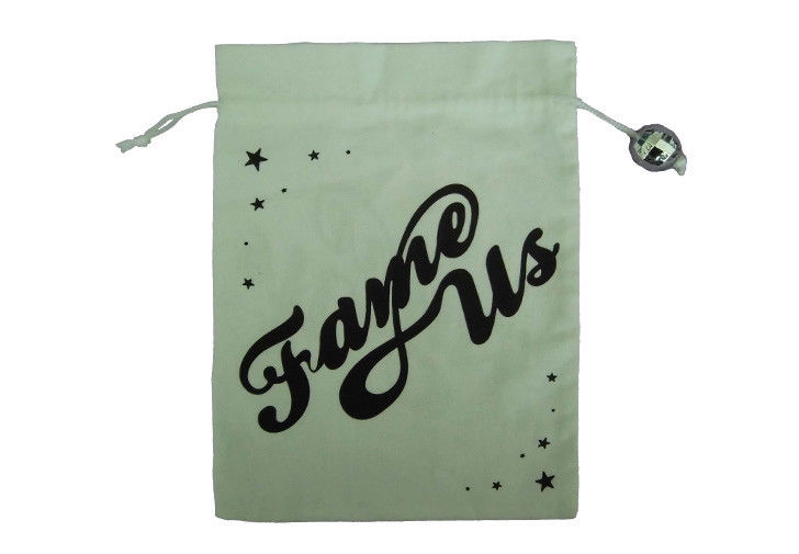 Small Cotton Drawstring Pouch Environmental-friendly With String And Bead